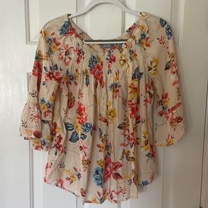Flowered 3/4th Sleeve Blouse